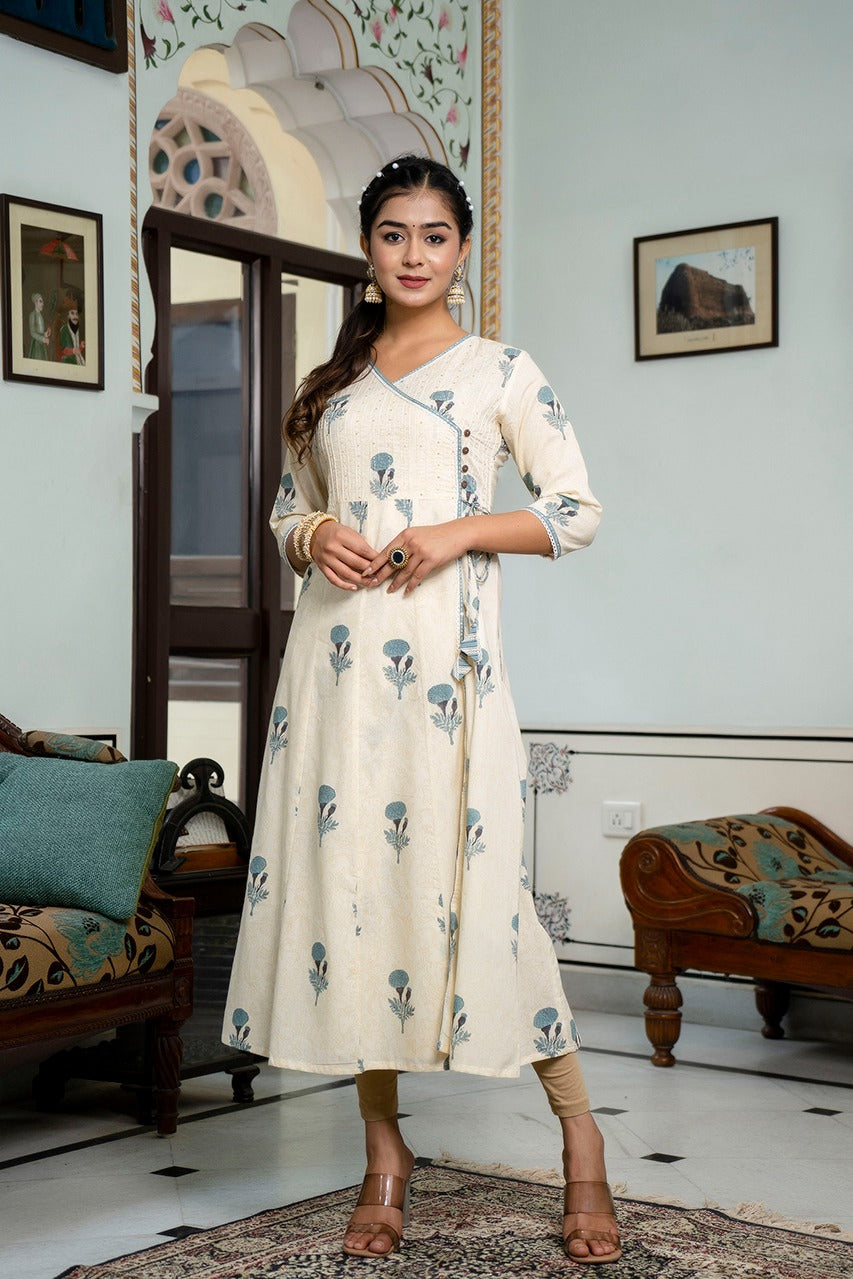 Cotton Block Printed Angarkha Kurta