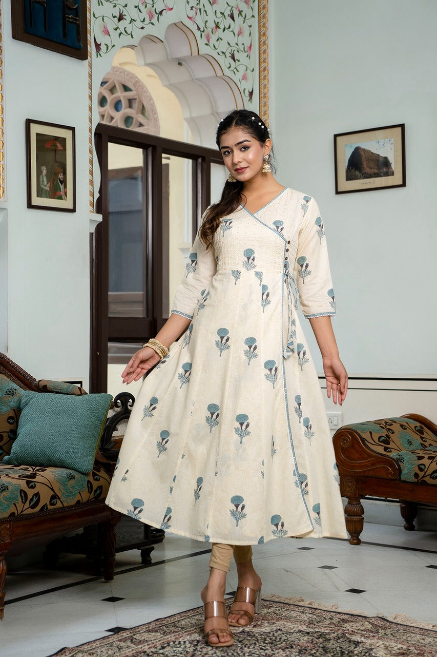 Cotton Block Printed Angarkha Kurta