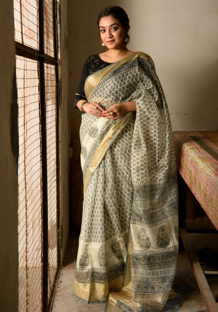 Kota Silk Saree in Beautiful Block Print