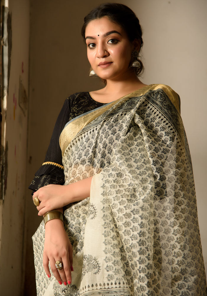 Kota Silk Saree in Beautiful Block Print