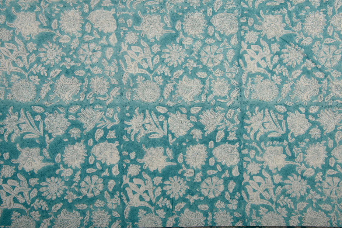 Cotton Cambric Traditional Block Printed Flower Print Fabric