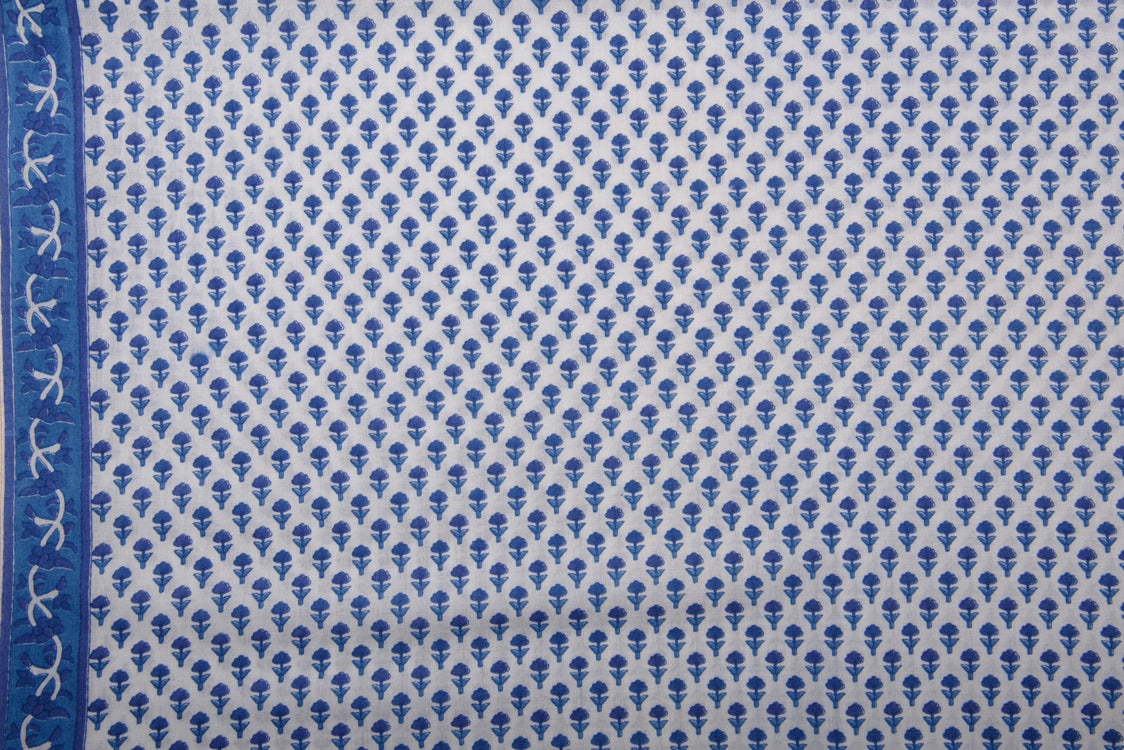 Cotton Cambric Booti Block Print Fabric