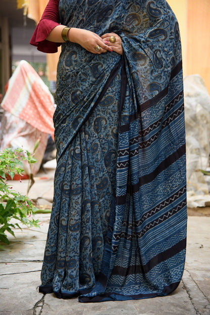 Modal Silk Saree in Dabu Jaota Print