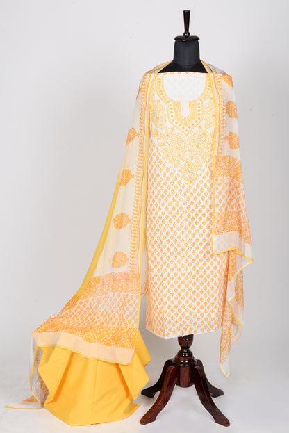 Cotton Cambric Chikenkari Dress Material