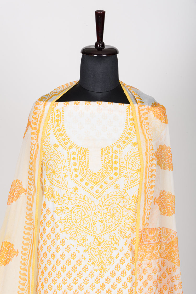 Cotton Cambric Chikenkari Dress Material