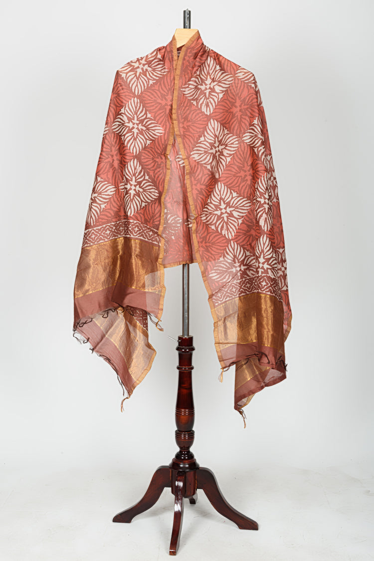 Chanderi Dabu Block Printed Dupatta