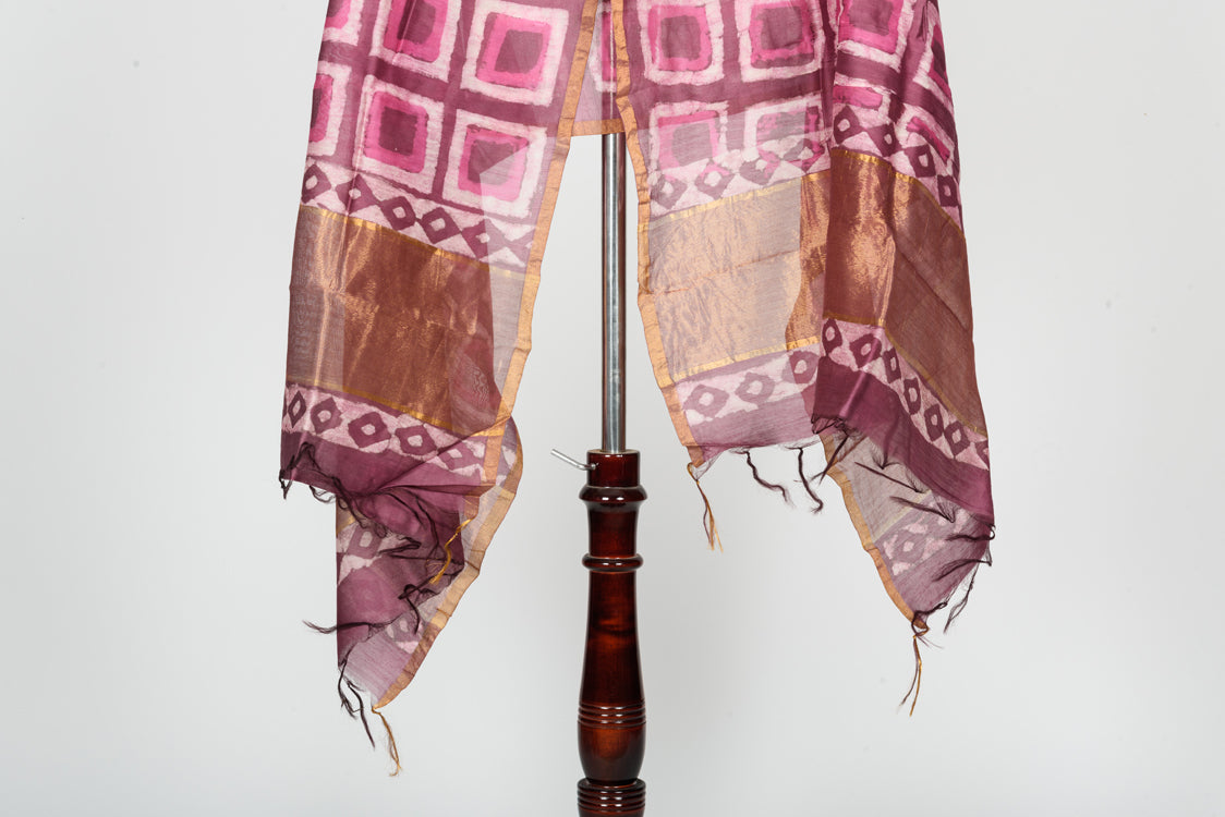 Chanderi Dabu Block Printed Dupatta