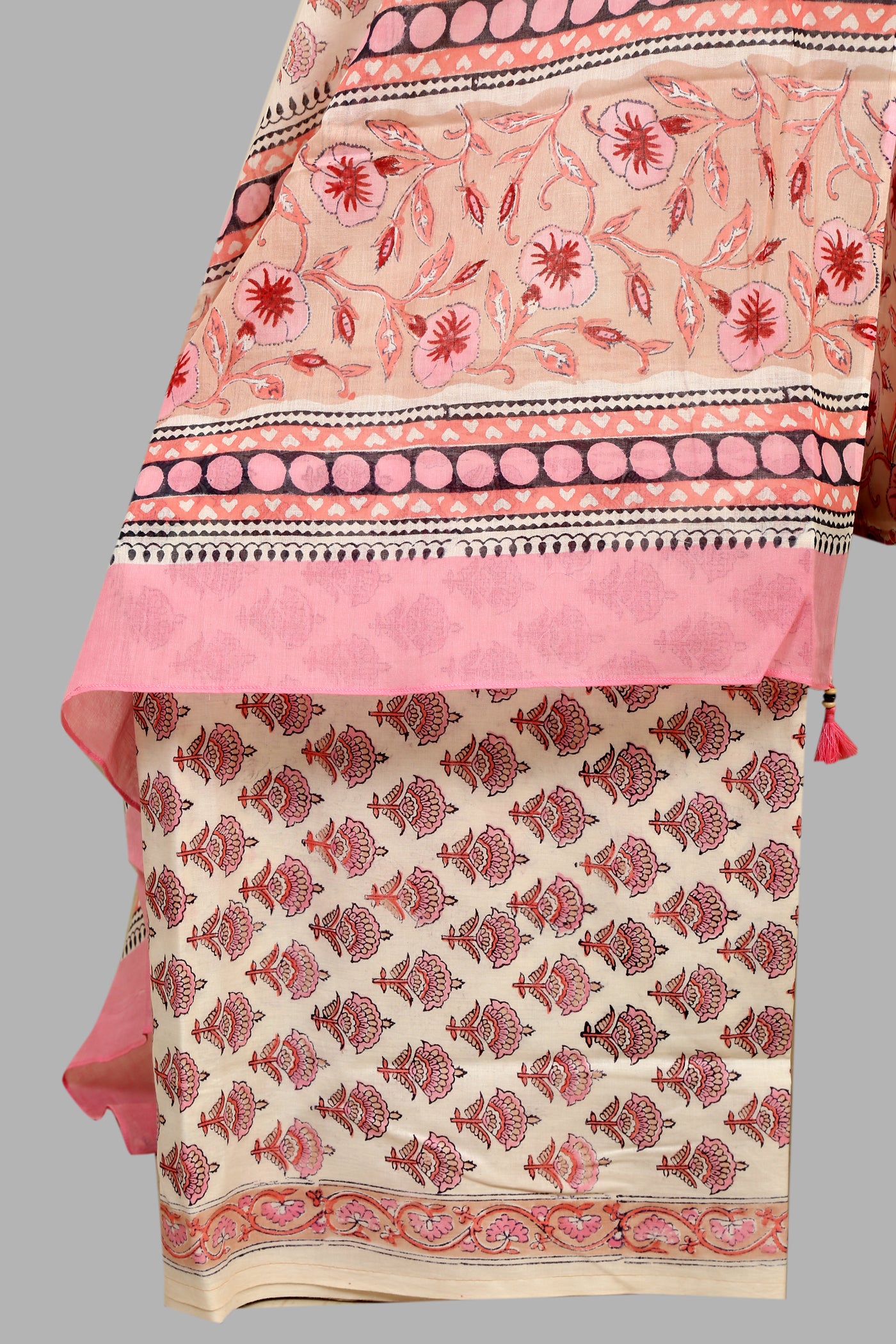 Block printed dress material with mulmul dupatta