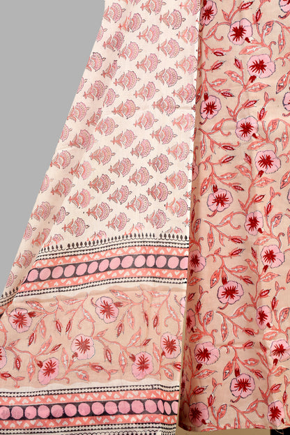 Block printed dress material with mulmul dupatta
