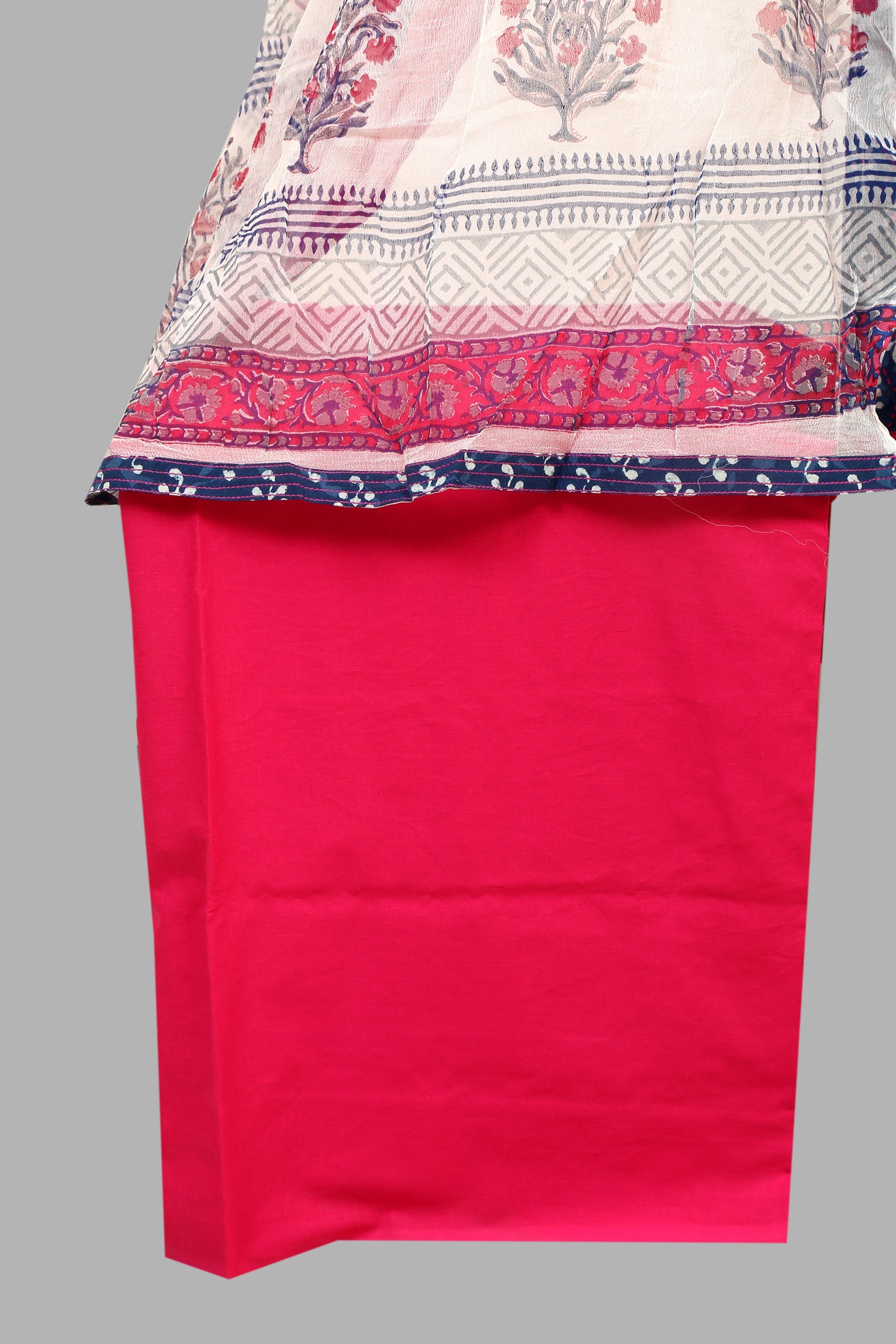 Cotton cambric dress material with chiffon dupatta