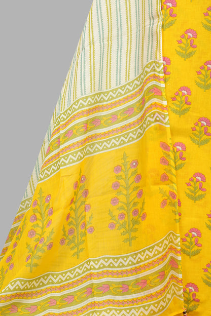 Cotton Cambric printed dress material with hand work