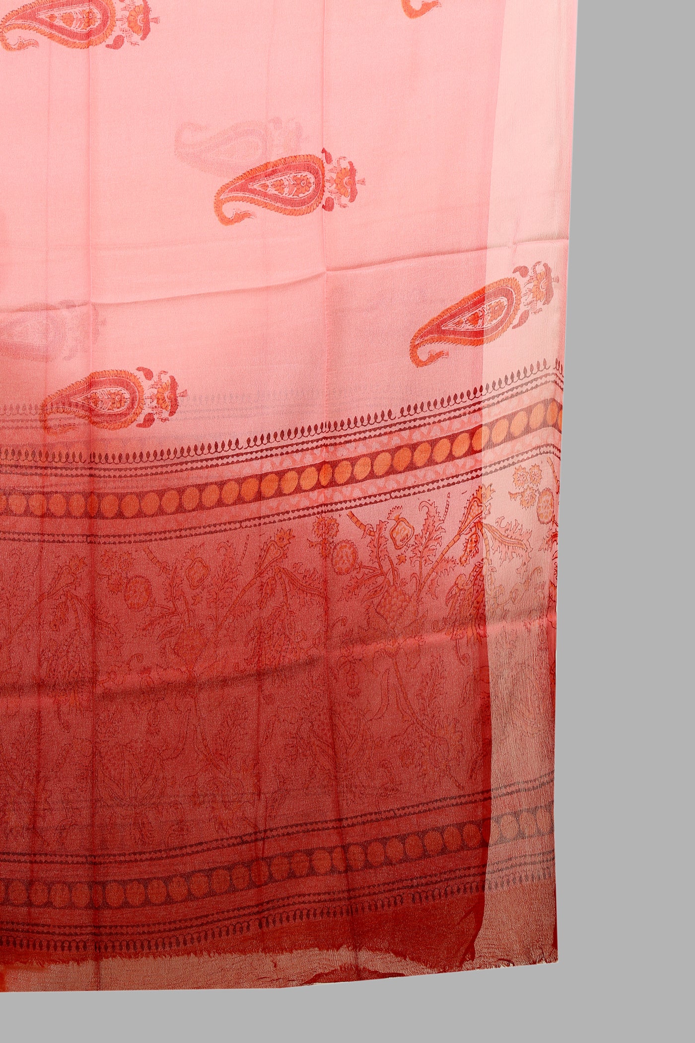 Block printed dress material with chiffon dupatta