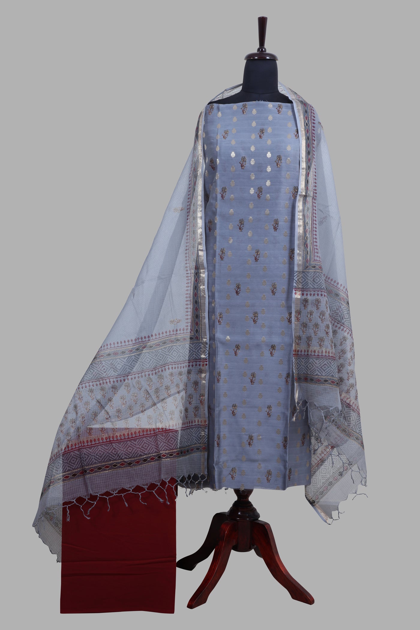 Chanderi silk dress material with kota dupatta