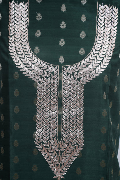 Block printed Chanderi Silk dress material with Kota dupatta