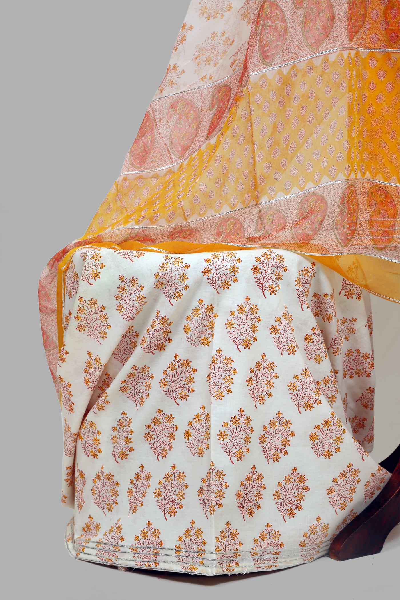 Cotton cambric dress material with chiffon dupatta