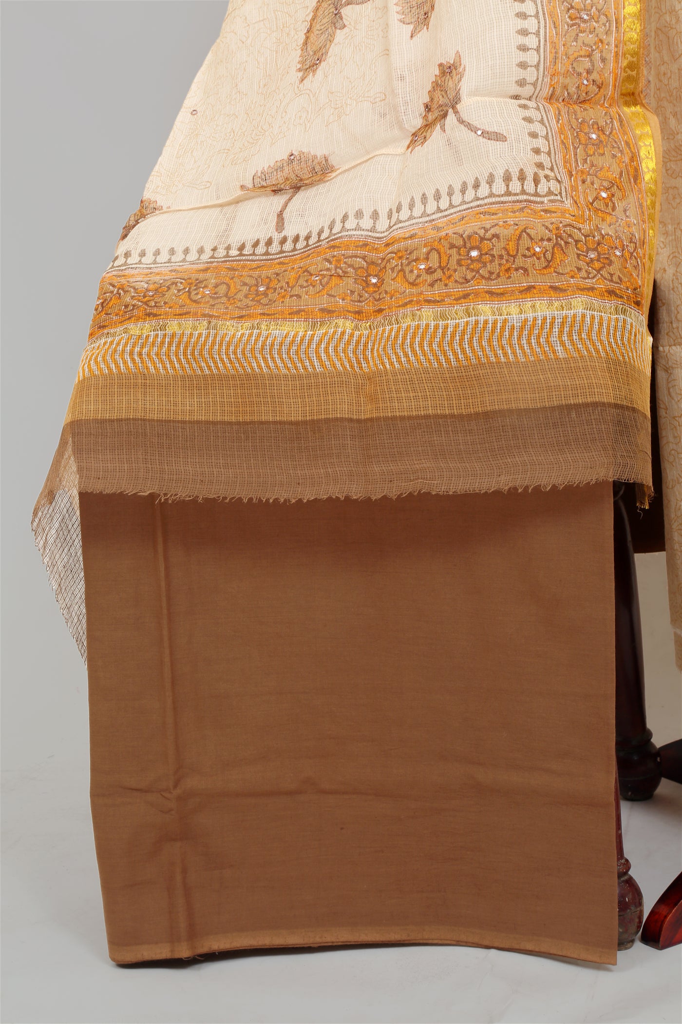 Block printed south cotton dress material with kota dupatta