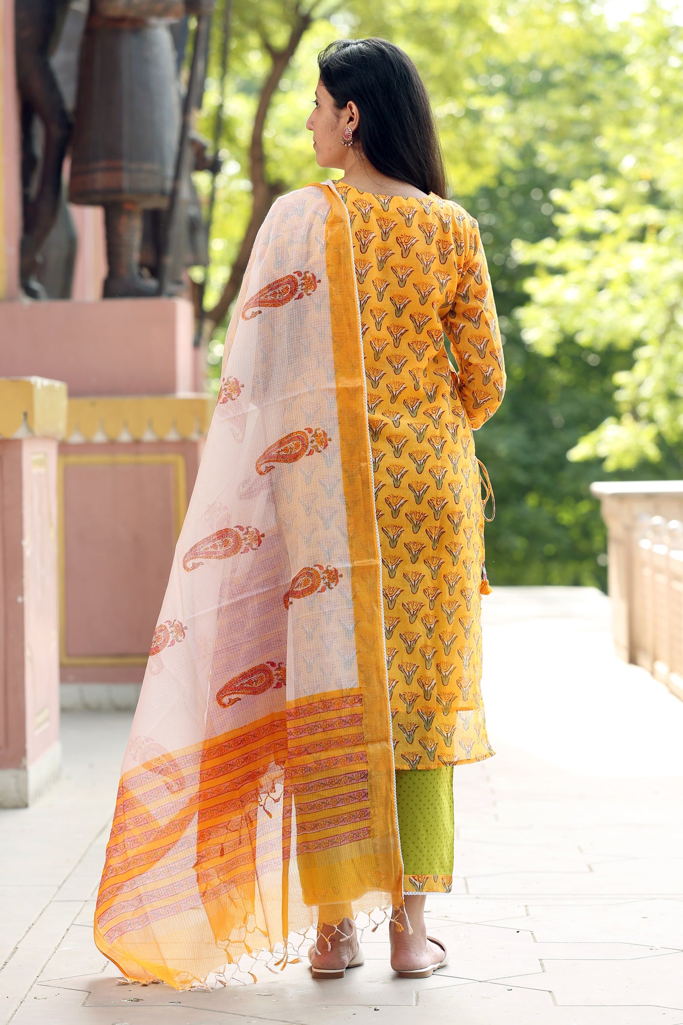 Block printed kota doria suit set